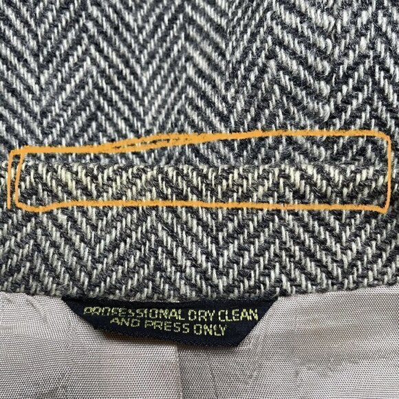VTG 80s Wool Herringbone Tweed Single Breasted 2 Button Sportscoat Gray Men’s 44 - Picture 12 of 13
